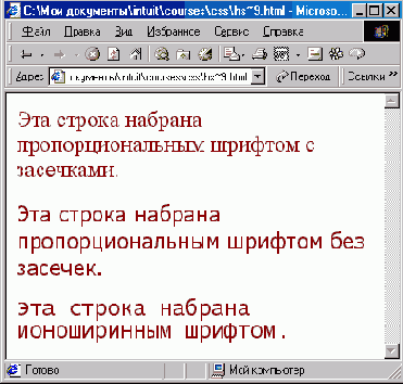 Гарнитура (font-family)